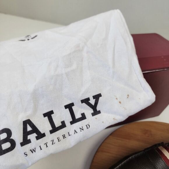 Bally Men’s Size 12 D Wabler Brown Leather Driving Loafers W/ Og Box Web Stripe - Picture 2 of 16